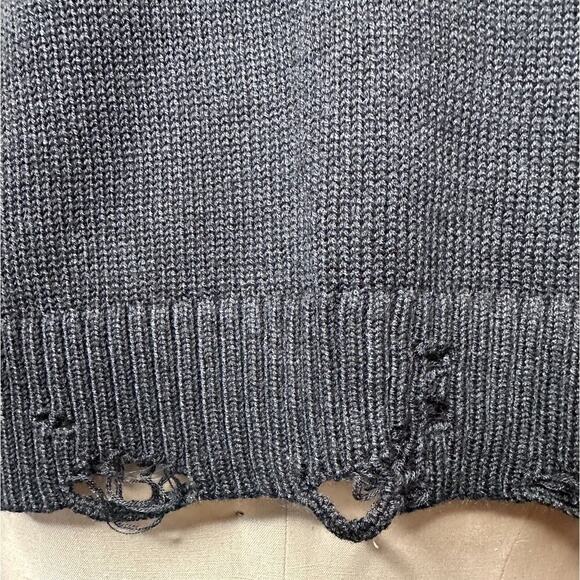 Jordan Black Gray Knit Button Up V-Neck Distressed Cardigan Sweater Womens M NWT - Picture 5 of 9